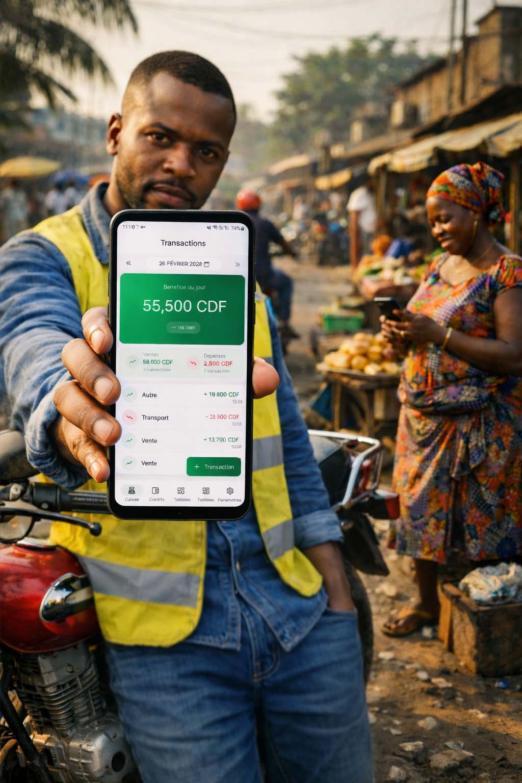 Chauffeur wewa utilisant Mosungi au marche